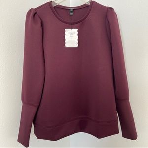 Stella & Dot Burgundy Neoprene Puff Slv Pullover